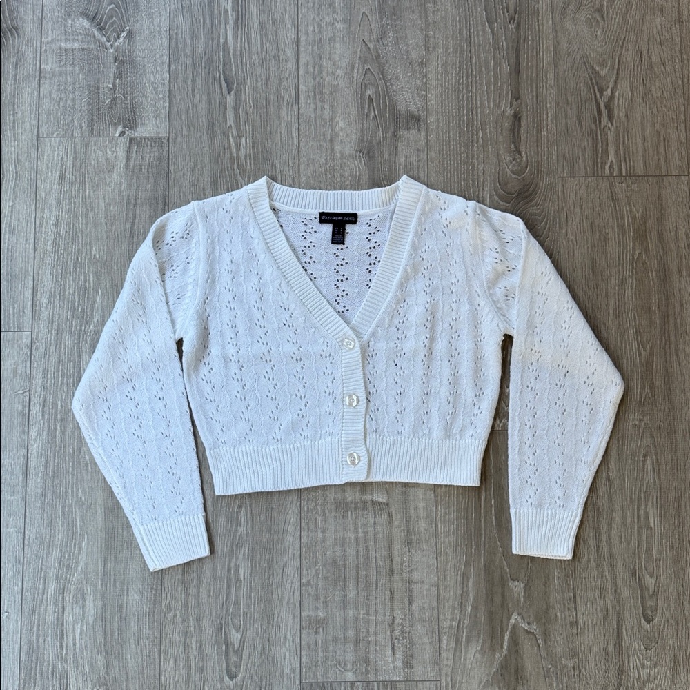 NEW Pointelle Knit Button-Up Cardigan